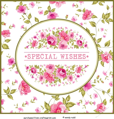 FLORAL SQUARE CARD FRONT / TOPPER SPECIAL WISHES