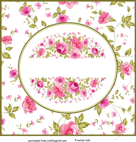 BLANK FLORAL SQUARE CARD FRONT / TOPPER 