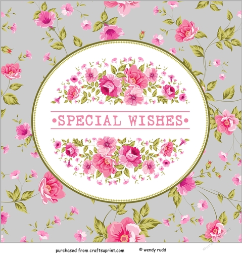 FLORAL SQUARE CARD FRONT / TOPPER SPECIAL WISHES