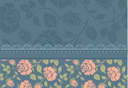 Blank card front / topper - Roses, Lace & stitching