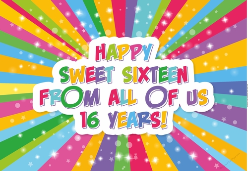 SWEET 16 - Rainbow Sparkle card front / topper