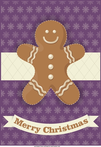 Christmas Gingerbread man Card front / Topper A4 