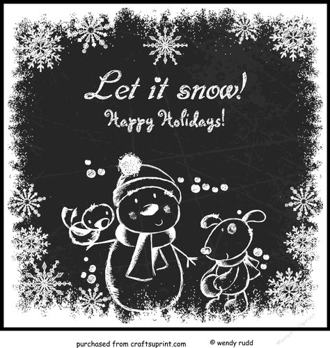 Chalk Snowman - Card front / topper