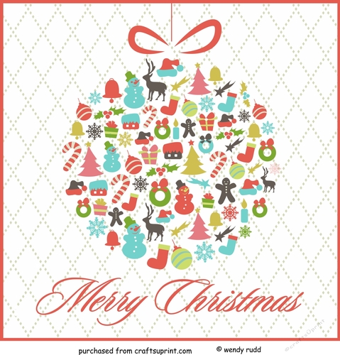 Christmas ornament bauble - card front / topper