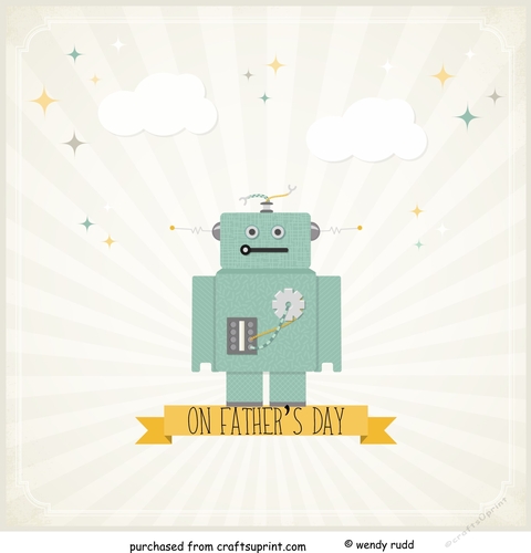 Fathers Day Robot - Card front / topper