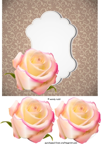 Blank Rose & flourish topper / card front