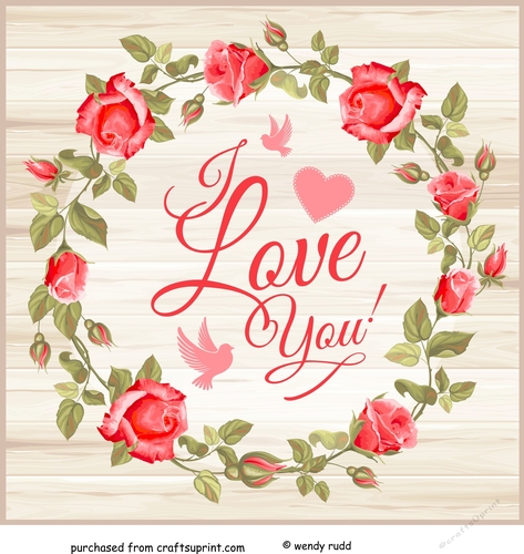 Woodgrain & Rose wreath card front / topper