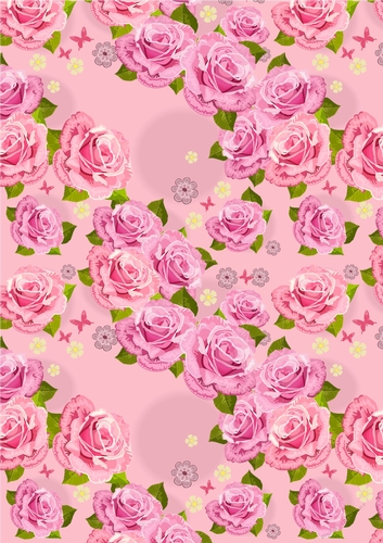 Pink Rose, butterflies & daisies paper - card / scrapbooks lrg