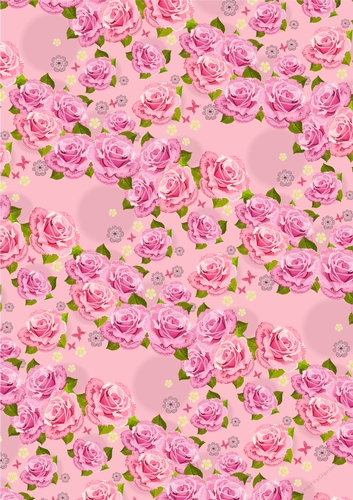 pink rose, butterflies floral paper - cards/ scrapbook med