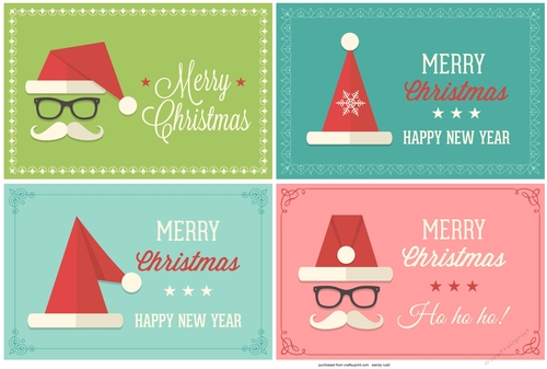 4 Retro Christmas toppers / card fronts