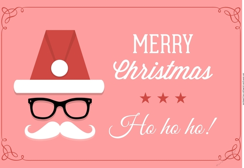 Hipster Christmas card front / topper 