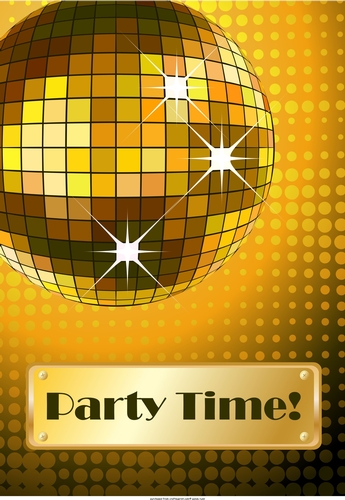 Gold sparkle Disco Birthday - card front / topper