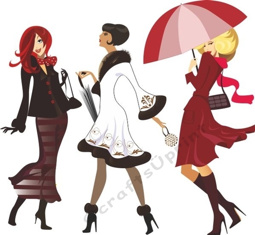 3 SHOPPING GIRL LADIES CLIP ART CU Friendly