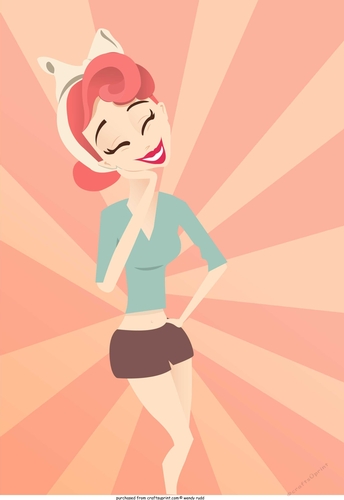 Rockabilly Retro Girl -  Ladies card front / topper