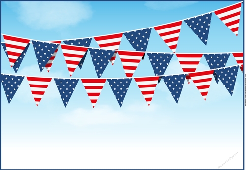 American Flag Bunting - Veteran / Independence day topper card front