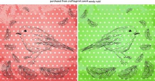 Vintage - Birds & Feathers - card fronts / toppers