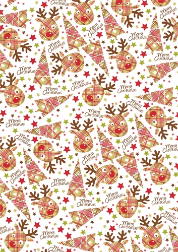 Reindeer, trees & stars Backing Paper - card fronts / toppers
