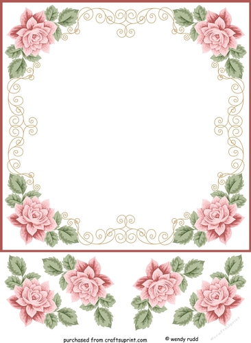 Blank Roses & Swirls Card front / Topper