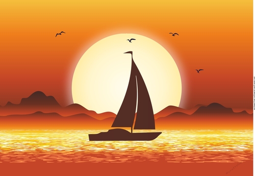 Sunset Boat cruise - card front / topper