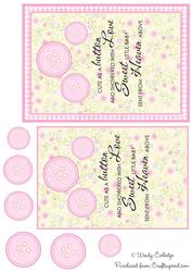 Baby Girl Card - Cute as a Button
