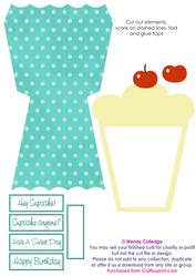 Blue Polka Dot 3D Cupcake Card
