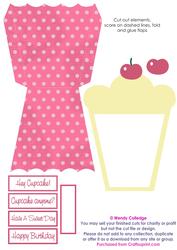 Pink Polka Dot 3D Cupcake Card