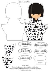 Monotone Kokeshi Doll Shaped Card