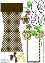 Choco Brown & Mint Flower Pot Card