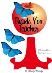 Apple & Butterfly Plate Sheet & Stand Thank You Teacher
