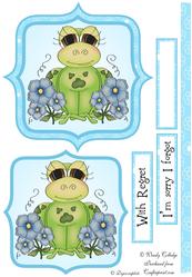 Sorry / Regret Bracket Card Front / Topper with Frog