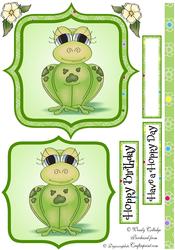 Hoppy Day Birthday Frog Card Front / Topper