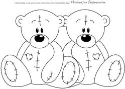 Stitched Twins -teddy Digital Stamp / Glass Painting