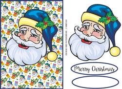 Blue Santa Card Front / Topper
