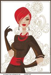 Redhead Fashion Lady Card / Topper