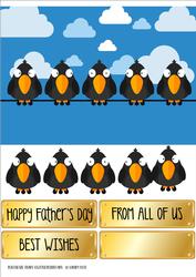 Cartoon Birds on Wire - Father's Day / Birthday Topper