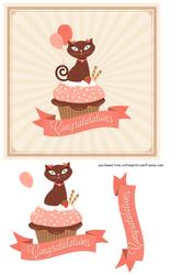 Cupcake Cat - Congratulations Topper