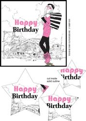 Fashion Girl Birthday Topper / Card Front