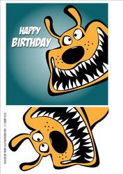 Cartoon Dog Birthday Card Front / Topper