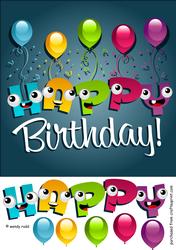Birthday Cartoon Card Front / Topper