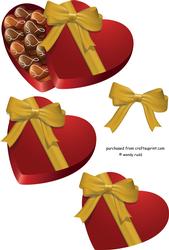 Heart Shaped Chocolate Box Decoupage Topper / Card Front