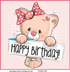 Birthday Kitten Card Front / Topper