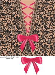 Laced up with Bow - Card front - topper - Romance / Hen party / Bachelorette
