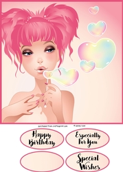 Girl Teen Card front / topper