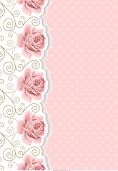 Blank card front / topper - flourish, Pink Roses & Polka