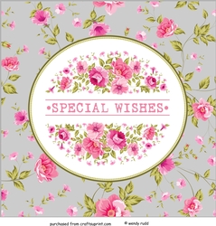 FLORAL SQUARE CARD FRONT / TOPPER SPECIAL WISHES
