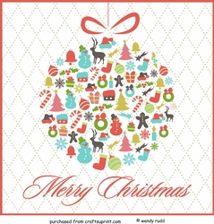 Christmas ornament bauble - card front / topper