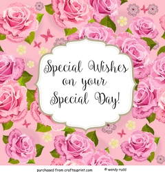 Pink Rose Square - Card front / topper