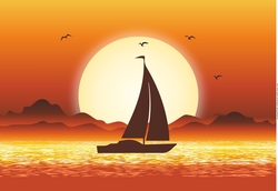 Sunset Boat cruise - card front / topper
