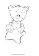 Baby Bear on Star Digital Stamp for Colouring