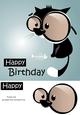 Cartoon Cat Birthday Card Front / Topper